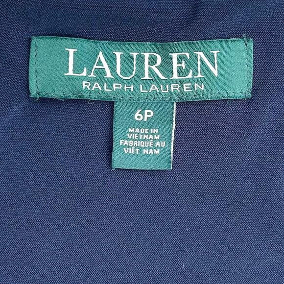 Lauren Ralph Lauren V-Neck Crossover Navy Dress - Picture 11 of 12